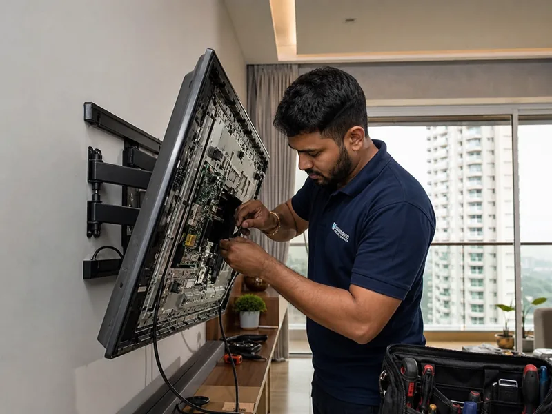 Television repair in a Dubai living room