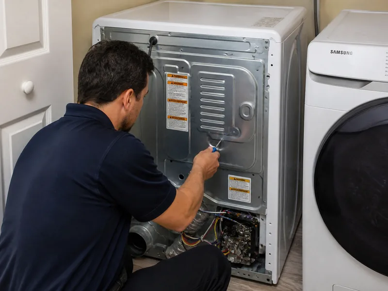 Washer and dryer repair in a Dubai laundry space